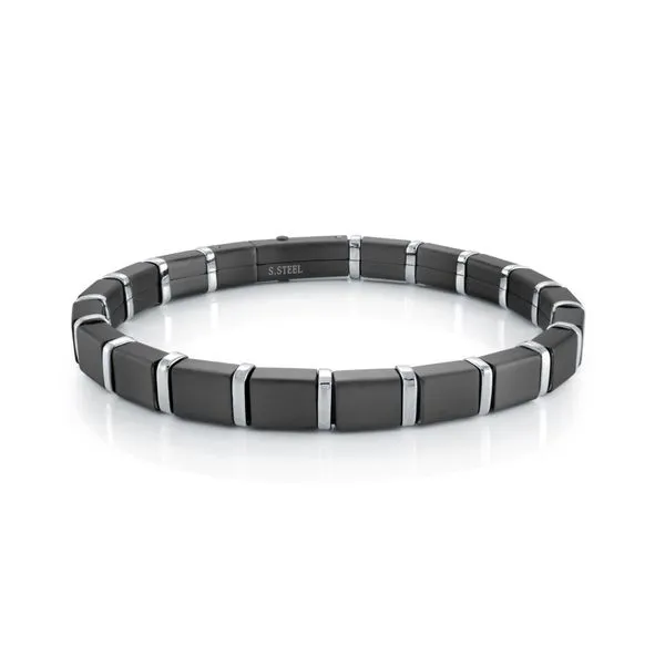 Gun IP Matte Stainless Steel Quadrant Link Bracelet Kevin's Fine Jewelry Totowa, NJ