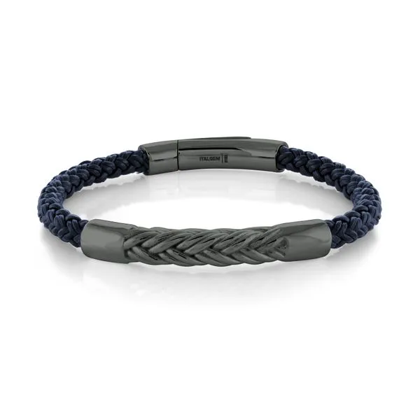 Stainless Steel ,Braided Blue Leather Bracelet Kevin's Fine Jewelry Totowa, NJ