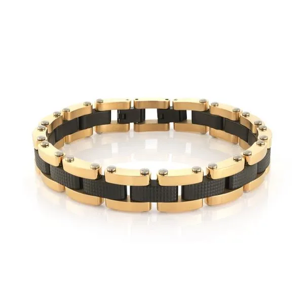 Stainless Steel Matte Black And Yellow P Bracelet Kevin's Fine Jewelry Totowa, NJ
