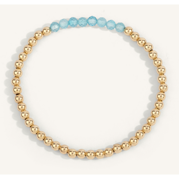 March Gold Filled Aquamarine Mini Bracelet Kevin's Fine Jewelry Totowa, NJ