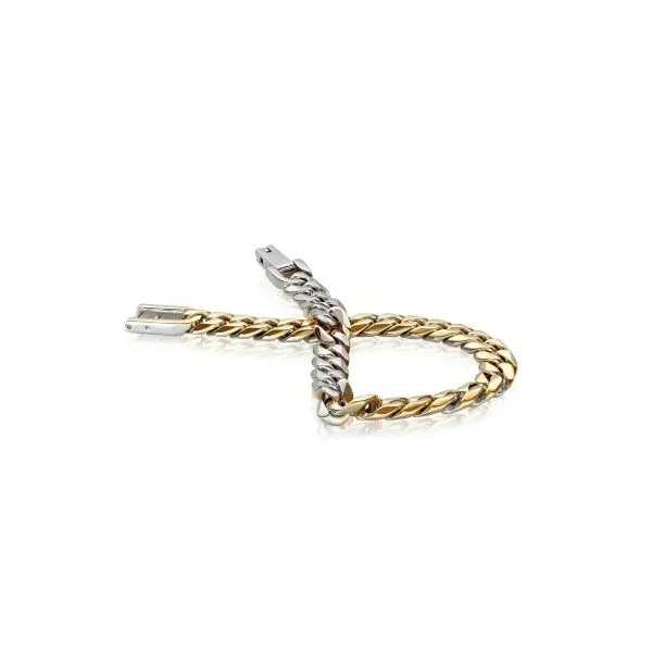 Stainless Steel Gold IP 7.7mm Reversible Curb Link Bracelet Kevin's Fine Jewelry Totowa, NJ