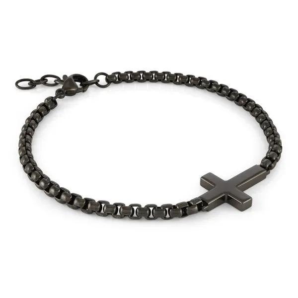 Gun Ip Stainless Steel 3.5mm Sideways Cross Bracelet Kevin's Fine Jewelry Totowa, NJ