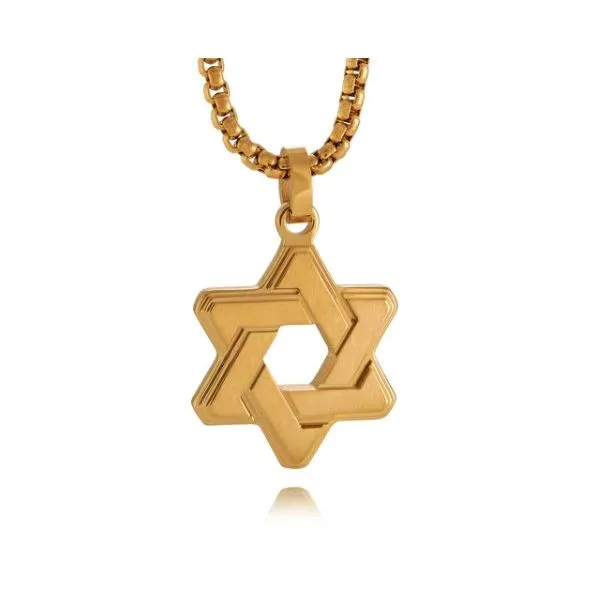 Stainless Steel Gold Ip Star Of David On Round Link Chain Kevin's Fine Jewelry Totowa, NJ