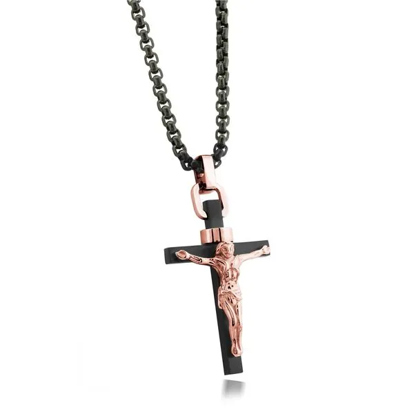 Black Plated Stainless Steel Crucifix On 22