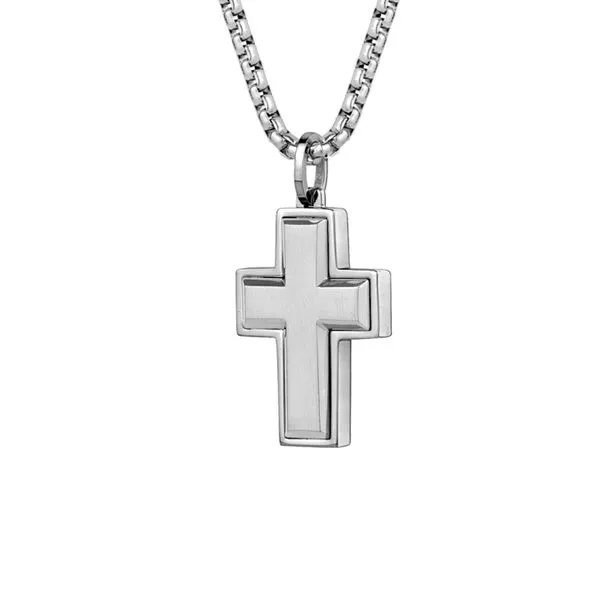 Stainless Steel Brushed Cross Necklace Kevin's Fine Jewelry Totowa, NJ