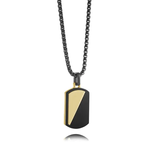 Black IP, Gold IP Stainless Steel Dog Tag On 22