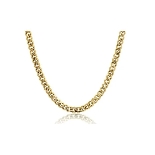 Stainless Steel Gold IP 6mm Curb Link Necklace Kevin's Fine Jewelry Totowa, NJ