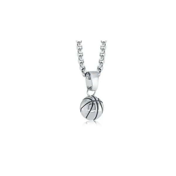 Stainless Steel Black IP Basketball Pendant Necklace Kevin's Fine Jewelry Totowa, NJ