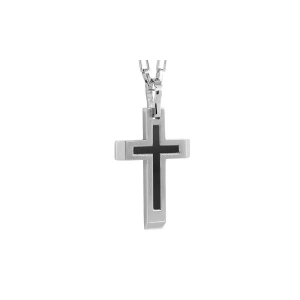 Stainless Steel & Black IP Cross Necklace Kevin's Fine Jewelry Totowa, NJ