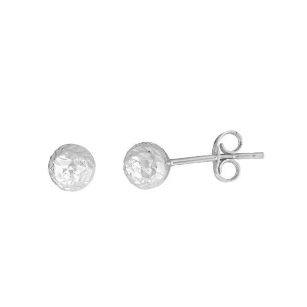 14K White Gold D/C Ball Stud Earrings Kevin's Fine Jewelry Totowa, NJ