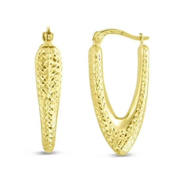 14K Yellow Gold D/C Fancy Hoop Earrings Kevin's Fine Jewelry Totowa, NJ