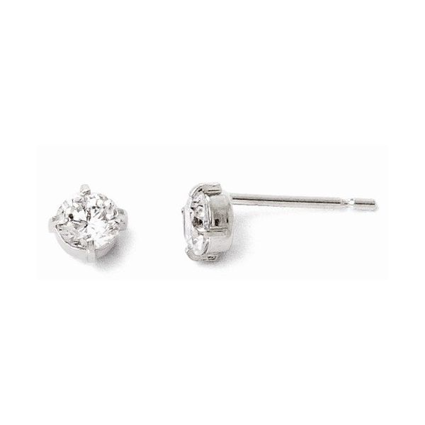 14K White Gold 4.0 mm CZ Studs Kevin's Fine Jewelry Totowa, NJ