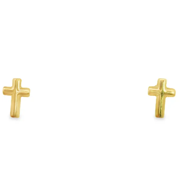 14K Yellow Gold Small Cross Stud Earrings Kevin's Fine Jewelry Totowa, NJ