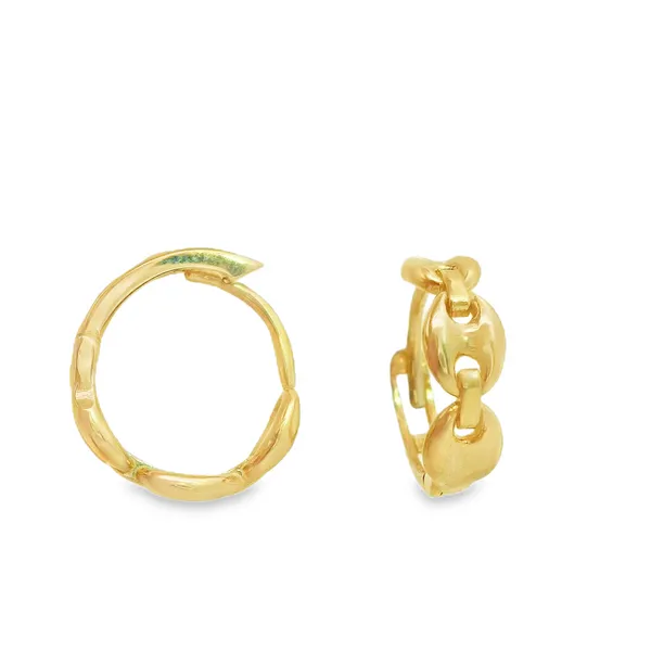 14K Yellow Gold Small Mariner Link Hoop Earrings Kevin's Fine Jewelry Totowa, NJ