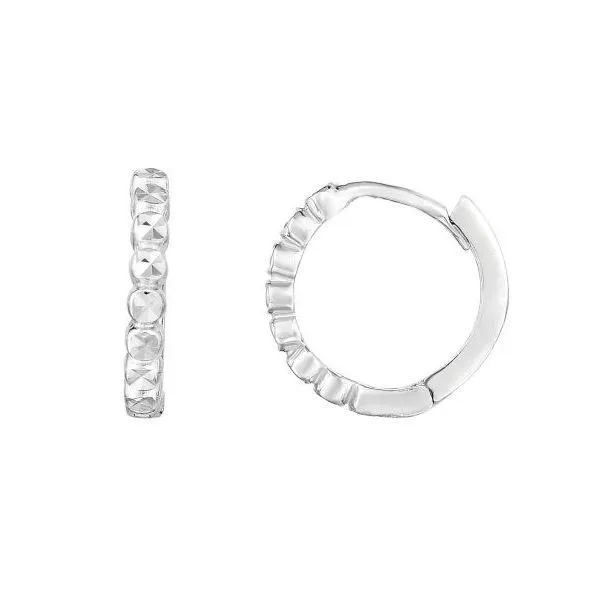 14K White Gold D/C Huggie Earrings Kevin's Fine Jewelry Totowa, NJ