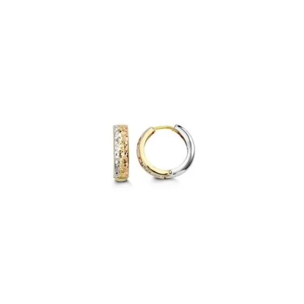 10K Tri Color D/C Huggie Hoop Earrings Kevin's Fine Jewelry Totowa, NJ