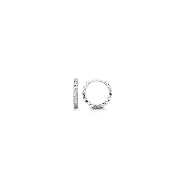 10K White Gold D/C Huggie Hoop Earrings Kevin's Fine Jewelry Totowa, NJ