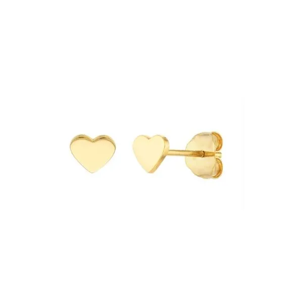 14K Yellow Gold Heart Shaped Stud Earrings Kevin's Fine Jewelry Totowa, NJ