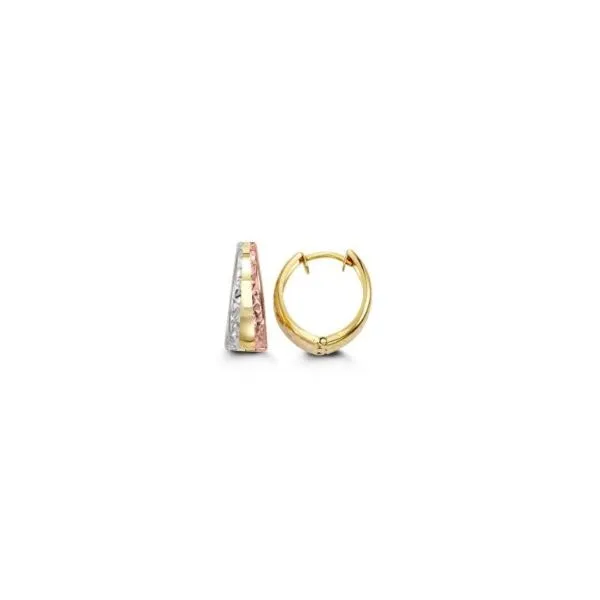 10K Tri Color D/C Huggie Hoop Earrings Kevin's Fine Jewelry Totowa, NJ