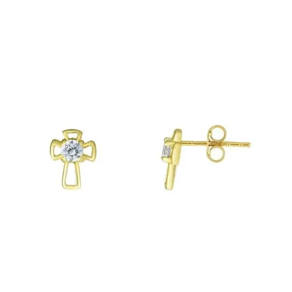 14K Yellow Gold Cross Cz Earrings Kevin's Fine Jewelry Totowa, NJ