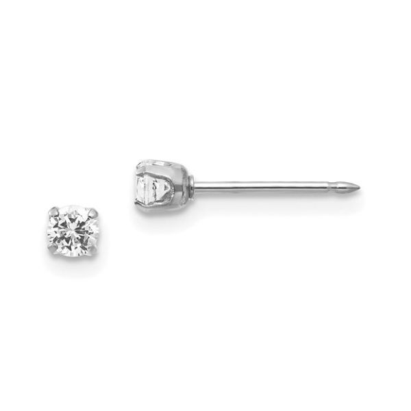 14K White Gold 3mm CZ Piercing Studs Kevin's Fine Jewelry Totowa, NJ