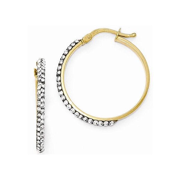 14K Yellow Gold Swarovski Crystal Hoops Kevin's Fine Jewelry Totowa, NJ