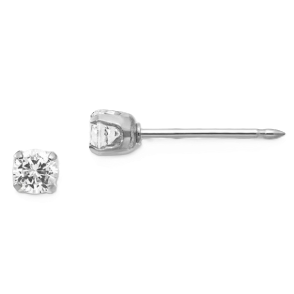 14K White Gold 3mm CZ Piercing Studs Kevin's Fine Jewelry Totowa, NJ