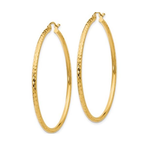 14K Yellow D/C 2mm Round Tube Hoop Earrings Kevin's Fine Jewelry Totowa, NJ