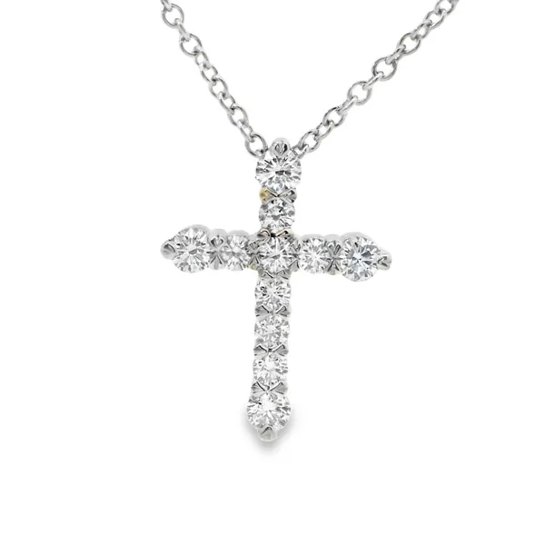 14K White Gold Medium Cross With .75 Ct Twt Diamonds On 18