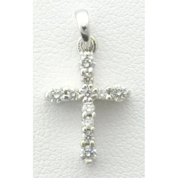 14K White Gold Tiny Cross With .20 Ct Twt Diamonds Kevin's Fine Jewelry Totowa, NJ