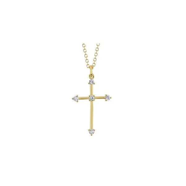 14K Yellow Gold Cross Necklace With .13 Ct Twt. Diamonds Kevin s Fine Jewelry Totowa NJ