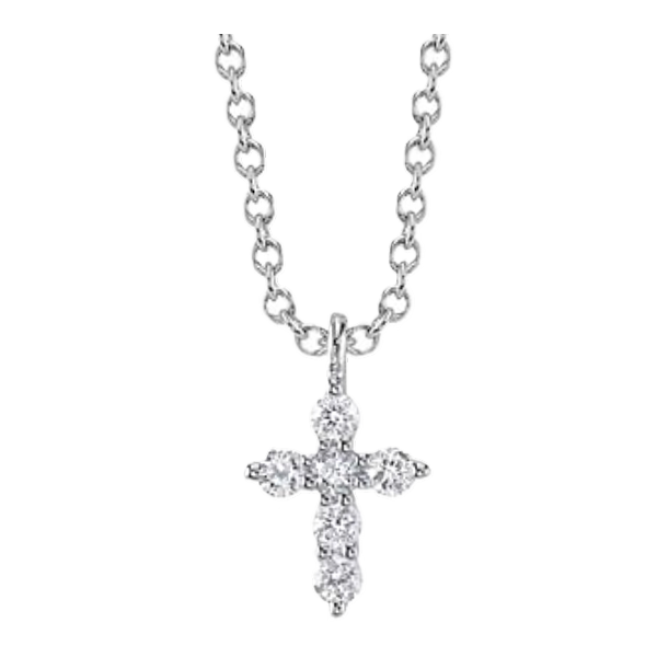 14K White Gold Cross Necklace With .10 Ct Twt. Diamonds Kevin's Fine Jewelry Totowa, NJ