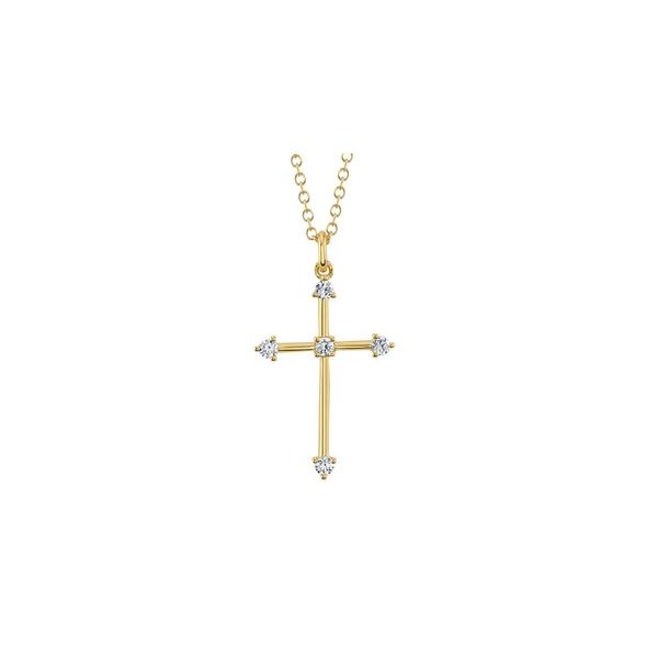 14K Yellow Gold Cross Necklace With .13 Ct Twt. Diamonds Kevin's Fine Jewelry Totowa, NJ