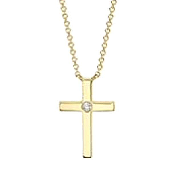 Shy Creation Gold Cross with Center Diamond Kevin's Fine Jewelry Totowa, NJ