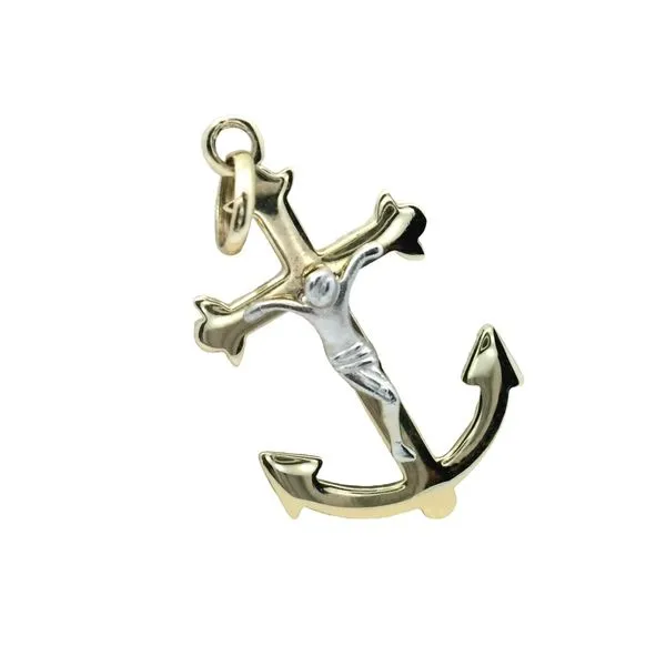 14K Yellow & White Gold Anchor/Crucifix Kevin's Fine Jewelry Totowa, NJ