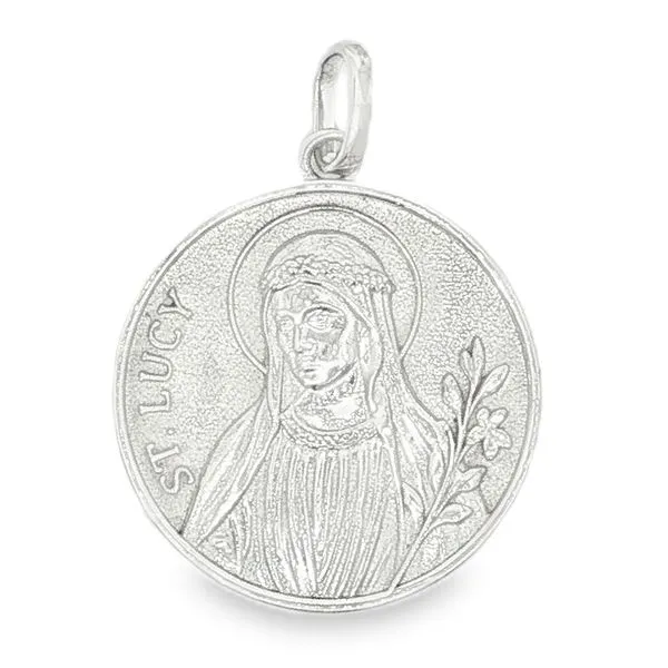 14K White Gold Reversible St. Gerard & St. Lucy Medal- Small