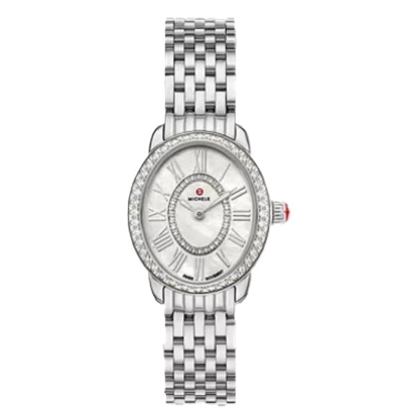 Michele Serein Oval Diamond Stainless Steel Watch Kevin's Fine Jewelry Totowa, NJ