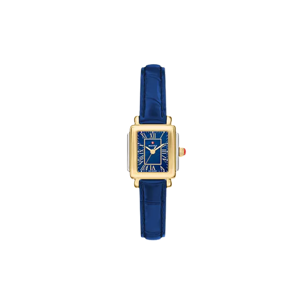 Michele Deco Mini Blue Dial Blue Leather Strap Kevin's Fine Jewelry Totowa, NJ