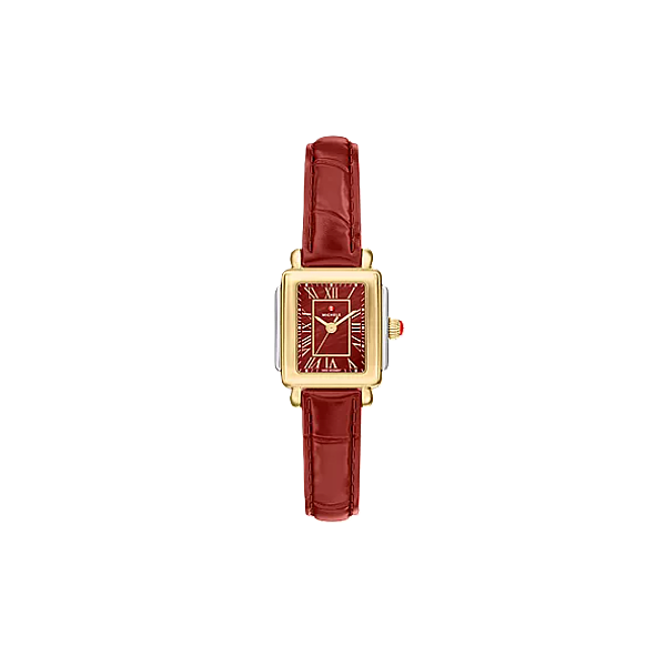 Michele Deco Mini Red Dial Red Leather Strap Kevin's Fine Jewelry Totowa, NJ