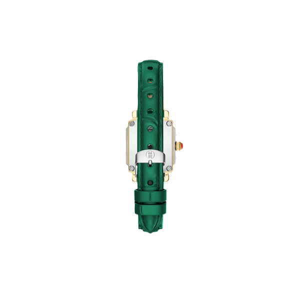 Michele Deco Mini Green Dial Green Leather Strap Image 2 Kevin's Fine Jewelry Totowa, NJ