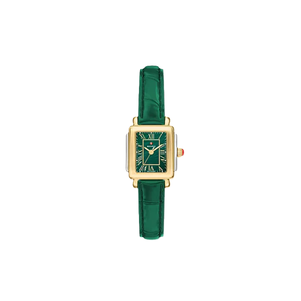 Michele Deco Mini Green Dial Green Leather Strap Kevin's Fine Jewelry Totowa, NJ