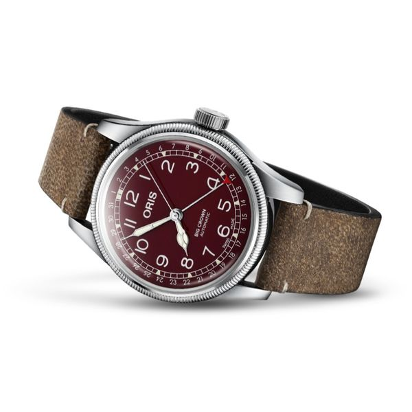 Oris Big Crown Pointer Date, 40mm, Red Dial, Brown Leather Strap Kevin's Fine Jewelry Totowa, NJ