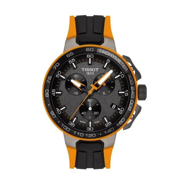 Mens Tissot T-Race Cycling Watch On Orange Black Rubber Ba