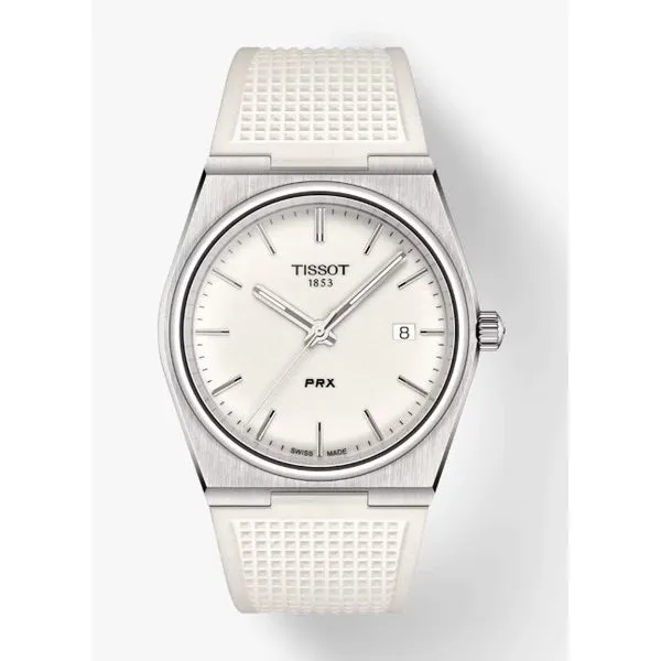 Tissot PRX Quartz White Dial ,White Silicon Band Kevin's Fine Jewelry Totowa, NJ