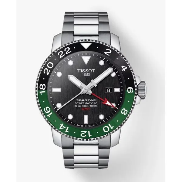 Tissot Seastar Automatic GMT Black Dial, Steel Bracelet Kevin's Fine Jewelry Totowa, NJ