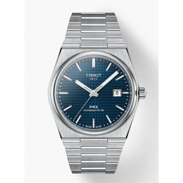 Tissot PRX Watch With Blue MatrixDial On Metal Bracelet Kevin's Fine Jewelry Totowa, NJ