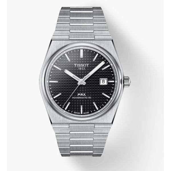 Tissot PRX Watch With Black Matrix Dial On Metal Bracelet Kevin's Fine Jewelry Totowa, NJ