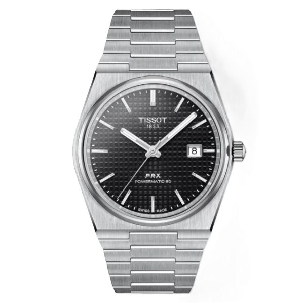 Tissot PRX Watch With Black Matrix Dial On Metal Bracelet Kevin's Fine Jewelry Totowa, NJ