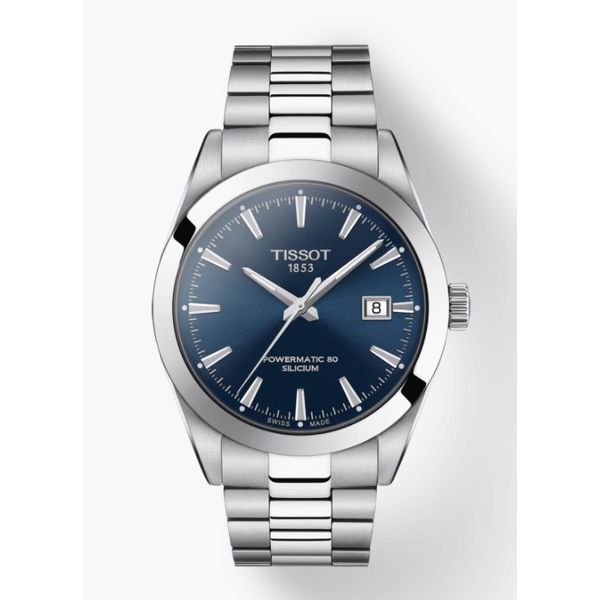 Tissot Gentleman Powermatic 80 Watch With Blue Dial On Metal Bracelet Kevin's Fine Jewelry Totowa, NJ