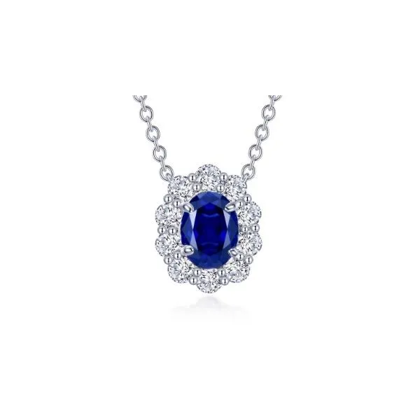 Sterling Silver Simulated Diamond & Lab Grown Sapphire Necklace Kevin's Fine Jewelry Totowa, NJ